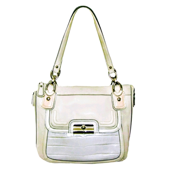 Coach Handbags - 💫 Coach Kristin Spectator Crocodile Chalk White Custard Satchel Shoulder Bag